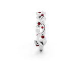 White gold Round Ruby Leaf Eternity Band with Bezel Setting_38