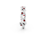 White gold Round Ruby Leaf Eternity Band with Bezel Setting_80