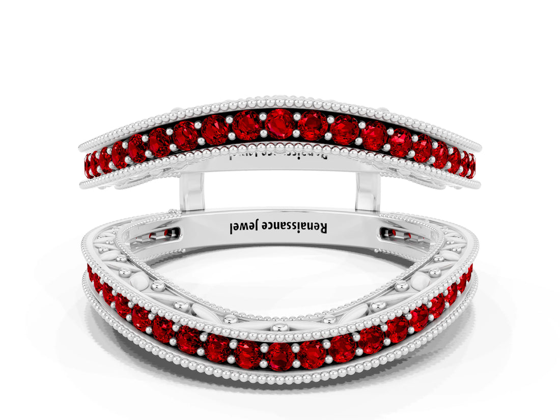 White gold Round Ruby Milgrain Eternity Band with Channel Setting_18