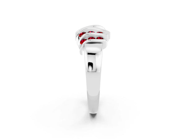 Platinum Round Ruby Multi-Row Crossover Band