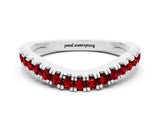 White gold Round Ruby Pavé Curved Band with Shared Prong Setting_6