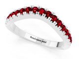 White gold Round Ruby Pavé Curved Band with Shared Prong Setting_7