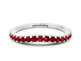 White gold Round Ruby Pavé Set Curved Wedding Band_10