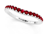 White gold Round Ruby Pavé Set Curved Wedding Band_11