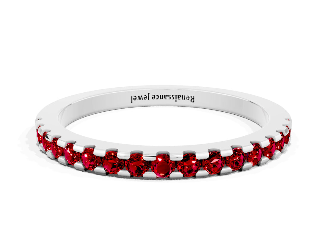 White gold Round Ruby Pavé Set Eternity Band with Micro Prong Setting_6