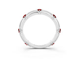 White gold Round Ruby Prong Set Milgrain Eternity Band_9