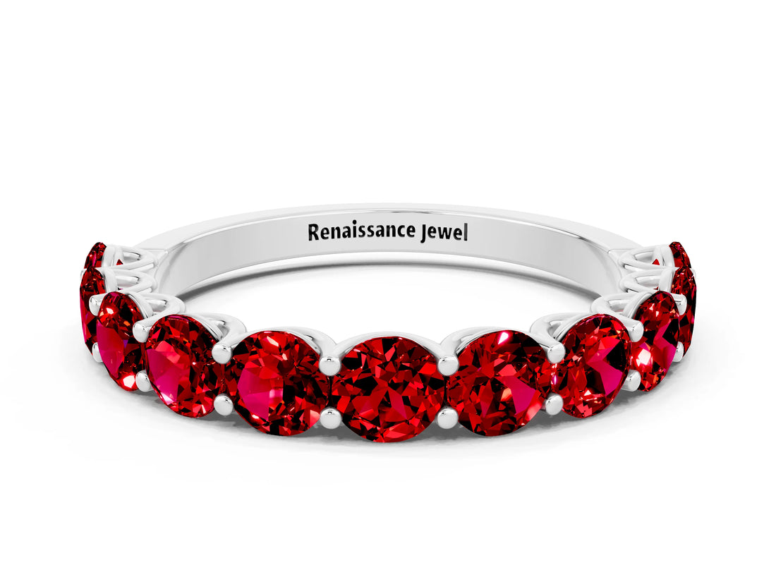 White gold Round Ruby Shared Prong Eternity Band_6
