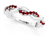 White gold Round Ruby Twist Eternity Band with Pavé Setting_7