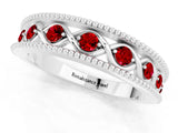 White gold Round Ruby Twist Milgrain Band with Bezel Setting_1
