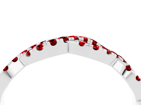 White gold Round Ruby Twisted Eternity Band with Pavé and Shared Prong Setting_22