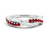White gold Round Ruby Twisted Infinity Band with Prong Setting_6