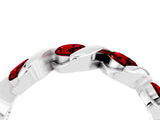 White gold Round Ruby Wave Band with Channel Setting and Shared Prongs_10