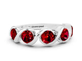 White gold Round Ruby Wave Band with Channel Setting and Shared Prongs_6