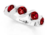White gold Round Ruby Wave Band with Channel Setting and Shared Prongs_7