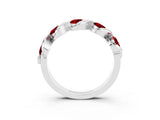 White gold Round Ruby Wave Band with Channel Setting and Shared Prongs_9