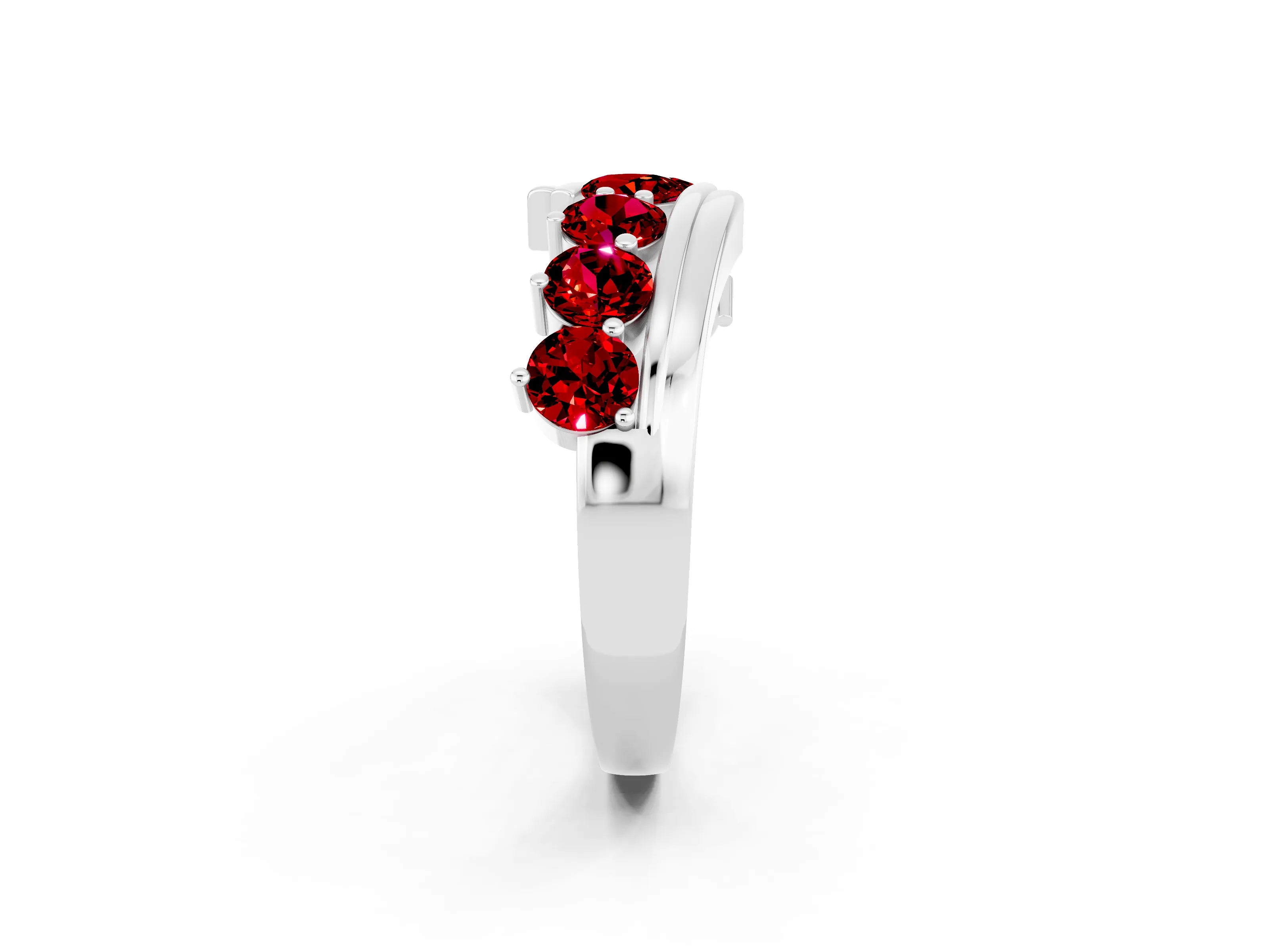 White gold Round Ruby Wave Band with Channel and Shared Prong Setting_20