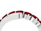 White gold Round Ruby Wave Band with Channel and Shared Prong Setting_22
