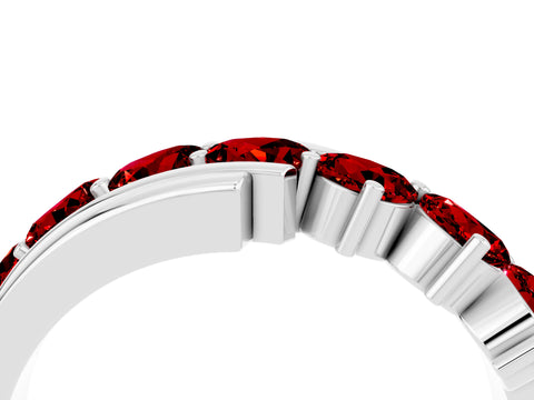White gold Round Ruby Wave Band with Channel and Shared Prong Setting_22