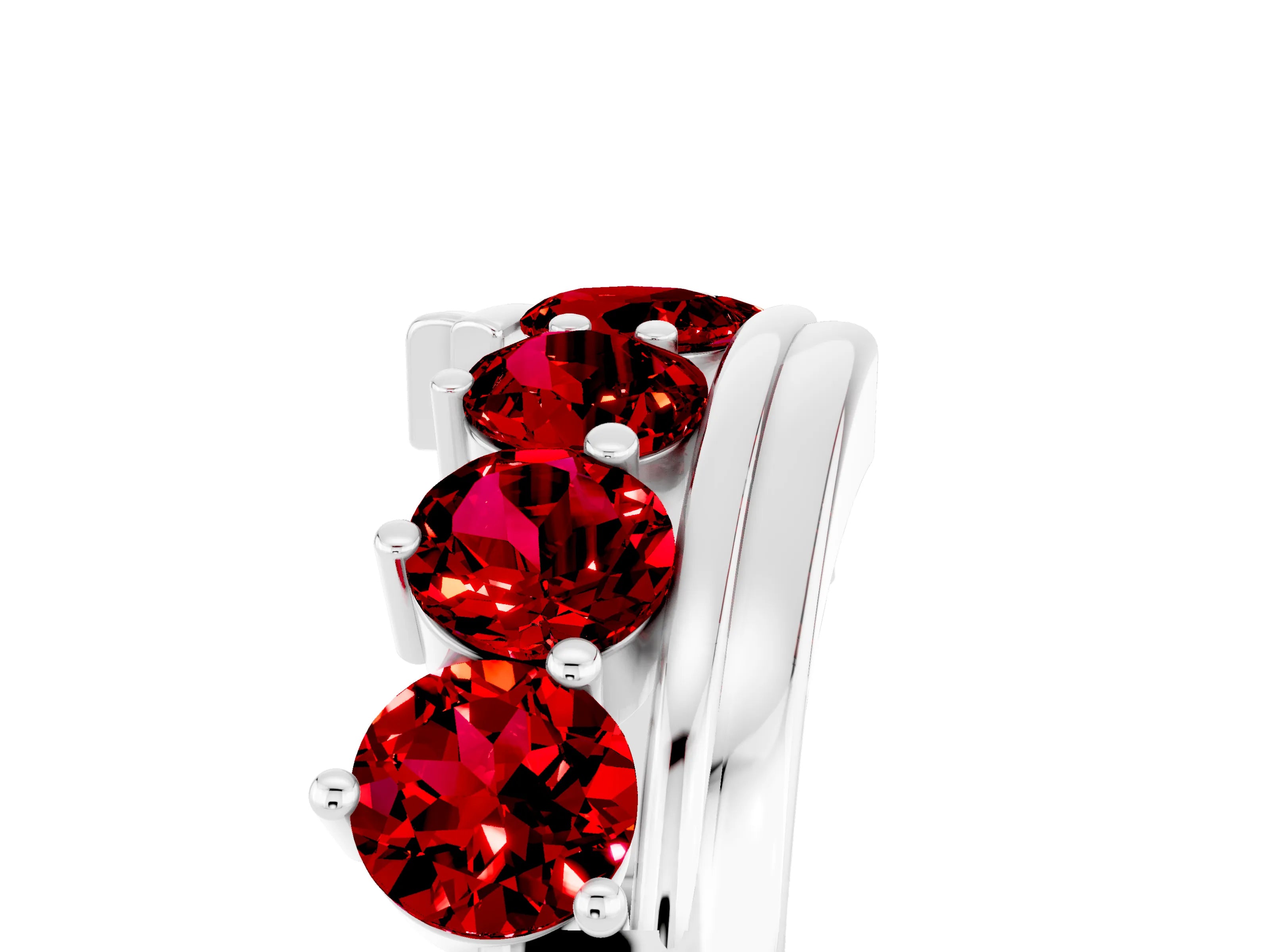 White gold Round Ruby Wave Band with Channel and Shared Prong Setting_23