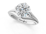 White gold Round Solitaire Beaded Band Six-Prong Setting_18