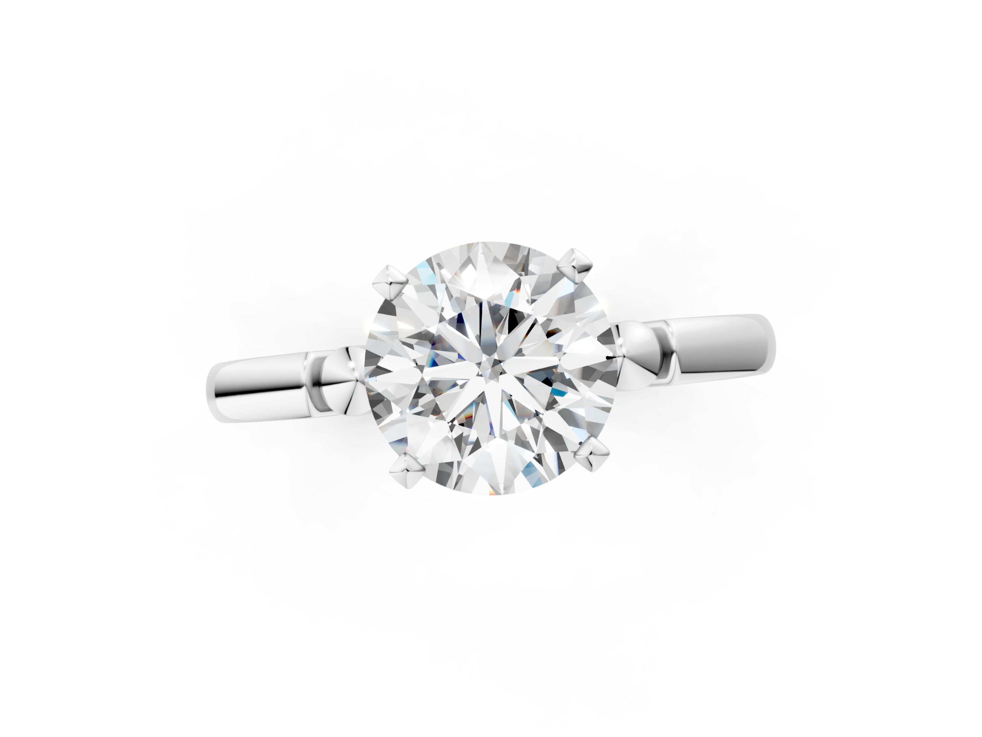 White gold Round Solitaire Beaded Band with Four-Prong Setting_55