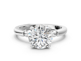 White gold Round Solitaire Beaded Band with Four-Prong Setting_82
