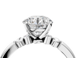White gold Round Solitaire Beaded Band with Four-Prong Setting_93