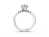 White gold Round Solitaire Beaded Band with Four-Prong Setting_94