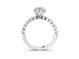 White gold Round Solitaire Bezel Accent Diamond Engagement Ring with Beaded Band and Four-Prong Setting_117