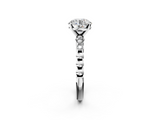 White gold Round Solitaire Bezel Accent Diamond Engagement Ring with Beaded Band and Four-Prong Setting_119