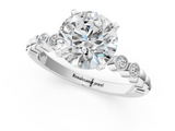 White gold Round Solitaire Bezel Accent Diamond Engagement Ring with Beaded Band and Four-Prong Setting_120