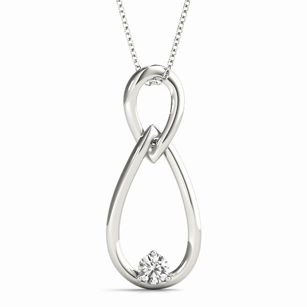 White gold Round Solitaire Bezel Infinity Pendant