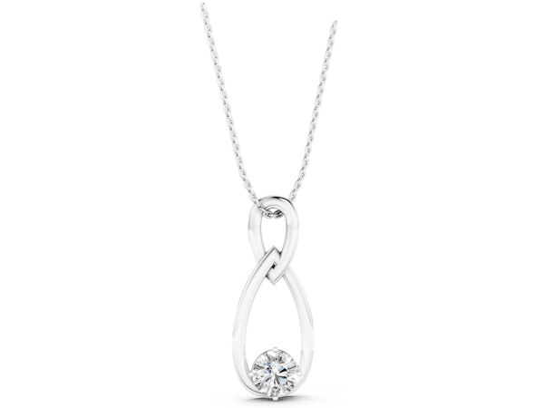 Silver Round Solitaire Bezel Infinity Pendant