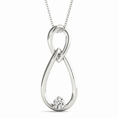 White gold Round Solitaire Bezel Infinity Pendant