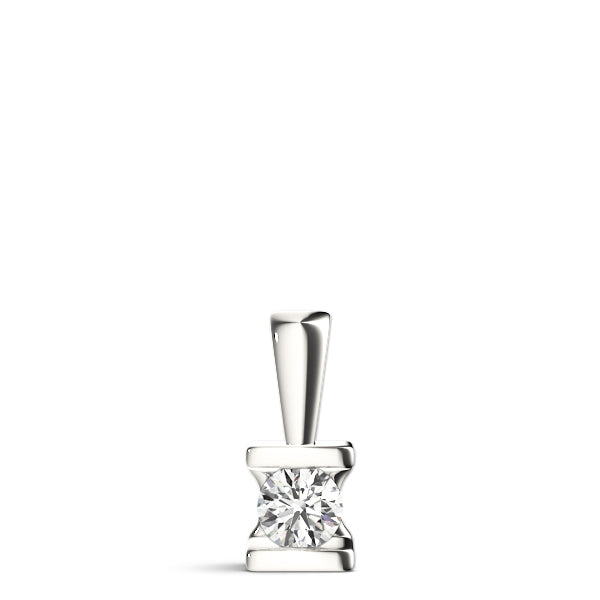 Silver Round Solitaire Bezel-Set Diamond Pendant