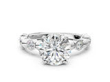 White gold Round Solitaire Bezel-Set Diamond Ring with Beaded Band and Four-Prong Setting_85