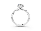 White gold Round Solitaire Bezel-Set Diamond Ring with Beaded Band and Four-Prong Setting_88