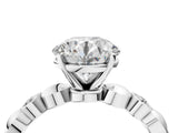 White gold Round Solitaire Bezel-Set Diamond Ring with Beaded Band and Four-Prong Setting_93