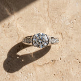 White gold Round Solitaire Bezel-Set Diamond Ring with Channel-Set Band_15