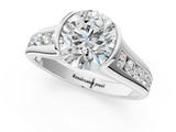 White gold Round Solitaire Bezel-Set Diamond Ring with Channel-Set Band_57