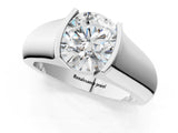White gold Round Solitaire Bezel Set Diamond Ring with Wide Band_24
