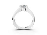 White gold Round Solitaire Bezel Set Diamond Ring with Wide Band_26