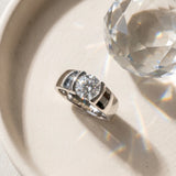 White gold Round Solitaire Bezel Set Diamond Ring with Wide Band_73