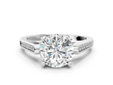 White gold Round Solitaire Cathedral Diamond Engagement Ring with Channel-Set Band and Four-Prong Setting_21