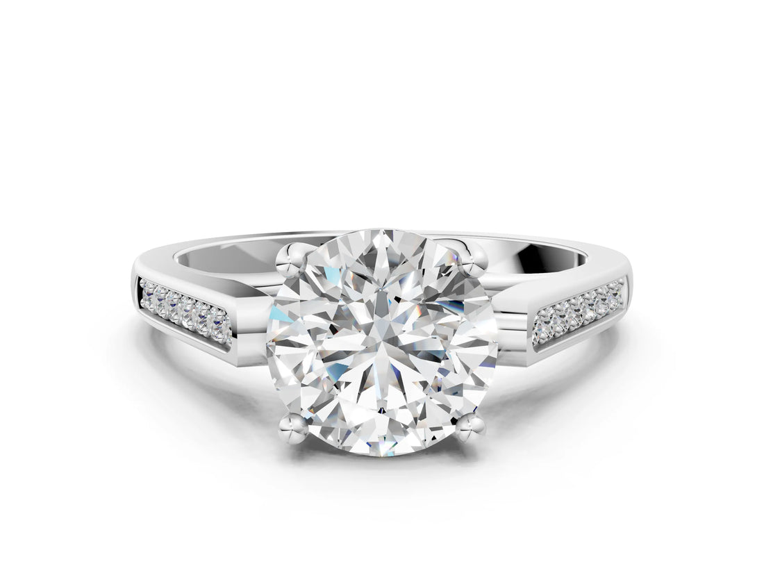 White gold Round Solitaire Cathedral Diamond Engagement Ring with Channel-Set Band and Four-Prong Setting_21