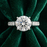 White gold Round Solitaire Cathedral Diamond Engagement Ring with Channel-Set Band and Four-Prong Setting_36