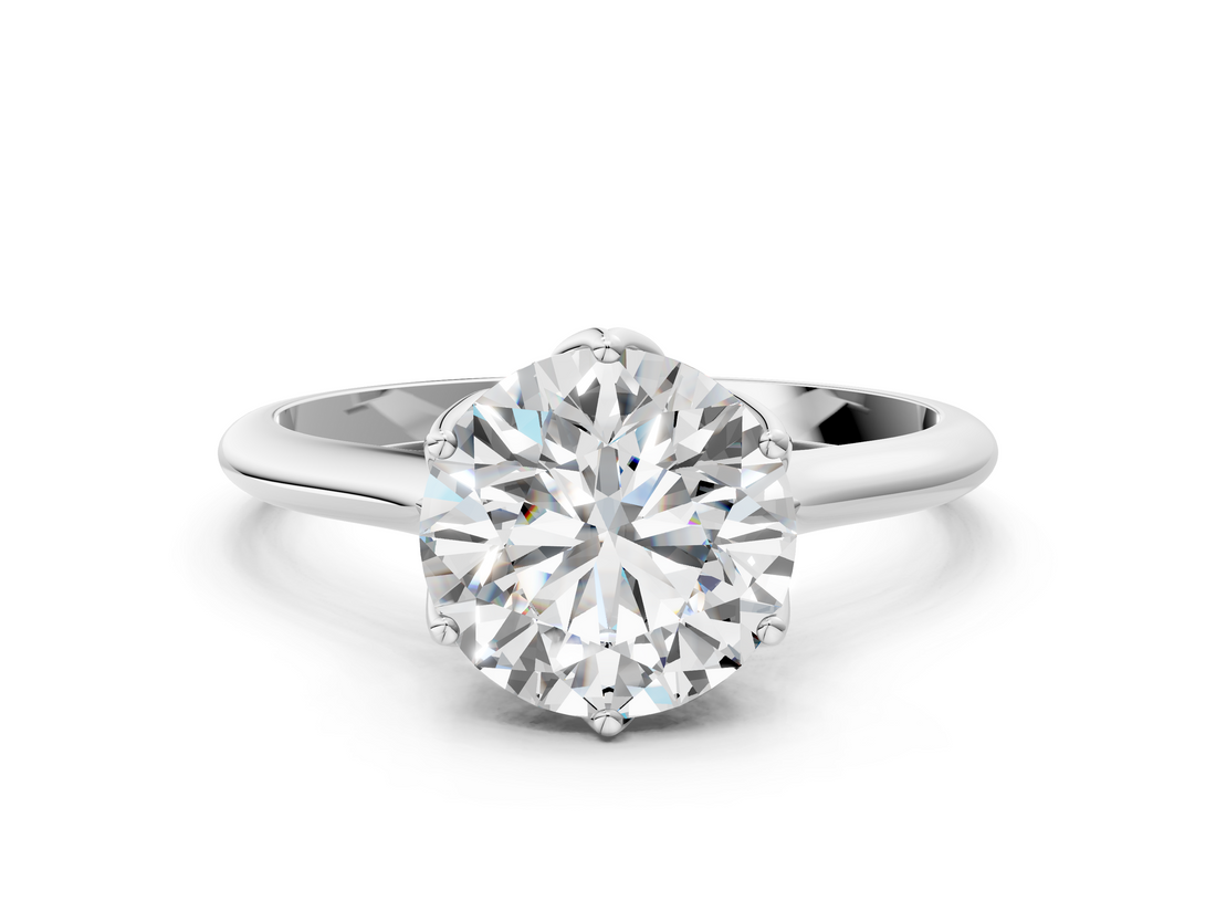 White gold Round Solitaire Cathedral Diamond Ring with Six-Prong Setting_52