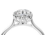 White gold Round Solitaire Cathedral Diamond Ring with Six-Prong Setting_56