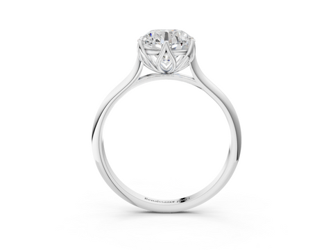 Silver 3.50 Carat E VS1 Round Solitaire Cathedral Diamond Ring with Six-Prong Setting