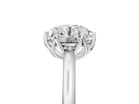 Silver 3.50 Carat E VS1 Round Solitaire Cathedral Diamond Ring with Six-Prong Setting